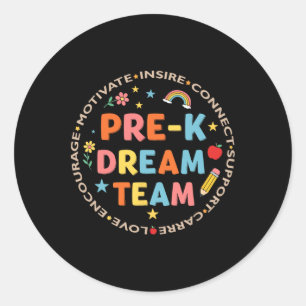 Sticker Rond Équipe de rêve de pré-maternelle Retour à l'école