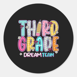 Sticker Rond Équipe de rêve de troisième année Retour à l'école