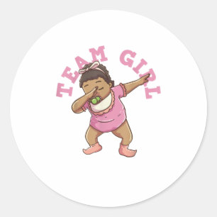 Sticker Rond Équipe de Reveal de sexe féminin TShirt