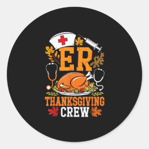 Sticker Rond Équipe de salle d'urgence de la fête de Thanksgivi