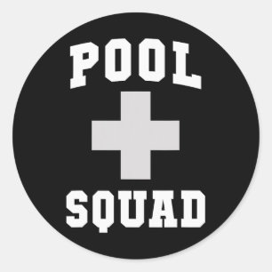 Sticker Rond Équipe de sauvetage de piscine mignonne sauveteurs