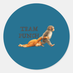 Sticker Rond Équipe de singe bébé frappe mème de singe drôle Bé