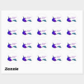 Sticker Rond Équipe de sirène avec Stick à queue violette et bl (Feuille)
