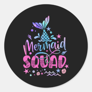 Sticker Rond Équipe De Sirène De La Queue De Sirène De Famille