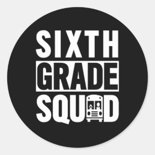 Sticker Rond Équipe de sixième année (6e année - texte blanc)
