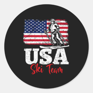 Sticker Rond Équipe de ski États-Unis amérique ski sports d'hiv