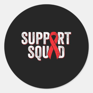 Sticker Rond Équipe de soutien au ruban de sensibilisation roug