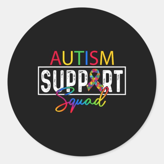 Sticker Rond Équipe de soutien Autism Squad Awareness Groupe F (Devant)
