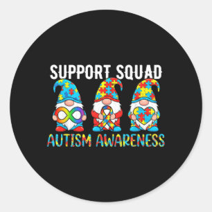 Sticker Rond Équipe de soutien Gnome Autisme Sensibilisation à