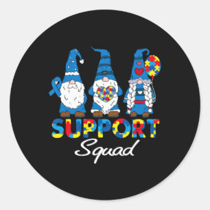 Sticker Rond Équipe de soutien pour l'autisme Gnomes Sensibilis