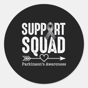 Sticker Rond Équipe de soutien ruban gris sensibilisation à la