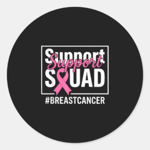 Sticker Rond Équipe de soutien ruban rose sensibilisation au ca