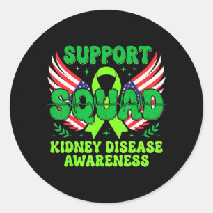 Sticker Rond Équipe de soutien Ruban vert Maladie rénale