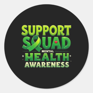 Sticker Rond Équipe de soutien Ruban vert Sensibilisation à la