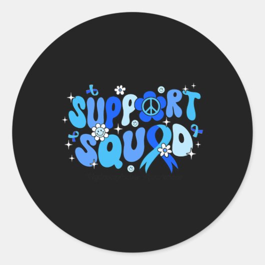 Sticker Rond Équipe de soutien super Bleu Ruban Hydrocéphalie A (Devant)