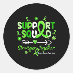 Sticker Rond Équipe de soutien super Green Ribbon Maladie rénal