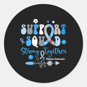 Sticker Rond Équipe de soutien super Ruban T1d Sensibilisation 