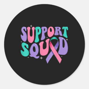 Sticker Rond Équipe de soutien super Sensibilisation au cancer