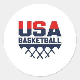 Sticker Rond Équipe de sports de basket-ball Usa 