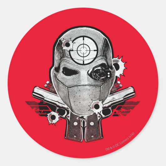 Sticker Rond Équipe de suicide | Deshot Masque & Armes Tatouage (Devant)