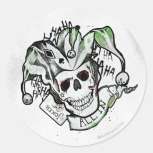Sticker Rond Équipe de suicide Joker Crull "All In" Tattoo Ar