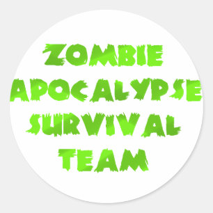 Sticker Rond Équipe de survie d'apocalypse de zombi en vert