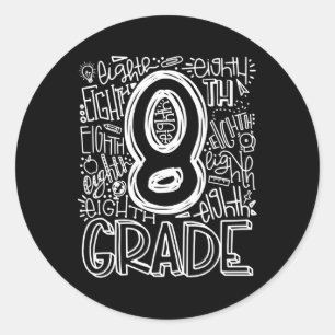 Sticker Rond Équipe de typographie de 8e année Huitième année R