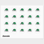 Sticker Rond Équipe de Vegan Herbivore Cute and Funny Dinosaur (Feuille)