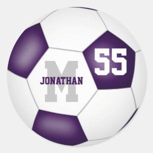 Sticker Rond équipe de violet blanc colorant le ballon de foot