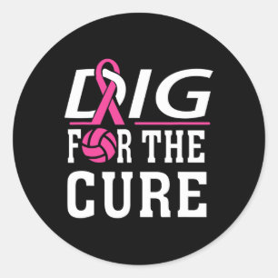 Sticker Rond Équipe de volleyball Sensibilisation au cancer du