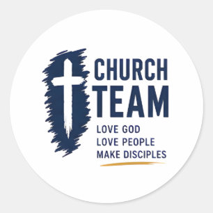 Sticker Rond Équipe d'église Aime Dieu Aime les Gens Chrétien