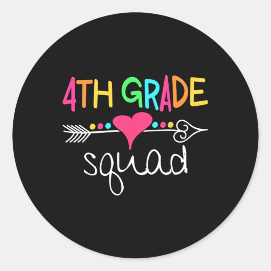 Sticker Rond Équipe d'élèves de 4e année Quatrième enseignant R (Devant)