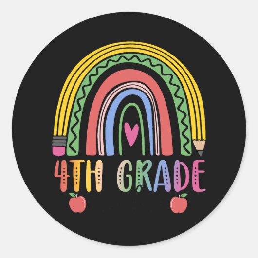 Sticker Rond Équipe d'enseignants de 4e année de l'arc-en-ciel (Devant)