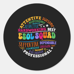 Sticker Rond Équipe d'enseignants et d'élèves Esol Squad de ret
