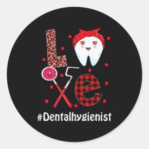 Sticker Rond Équipe dentaire Dentiste Joyeuse Saint-Valentin De