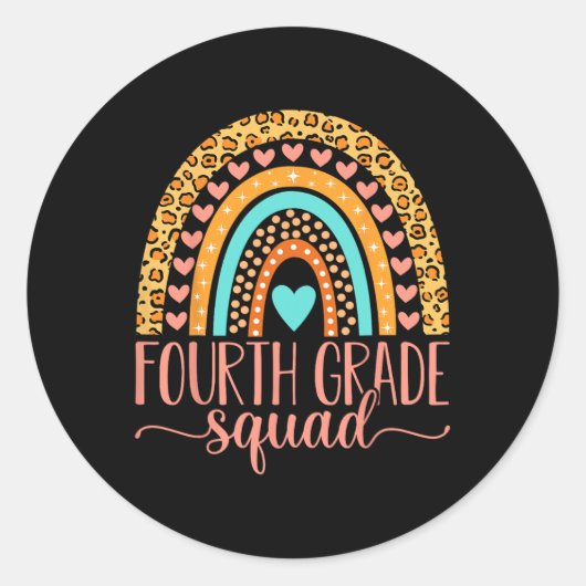 Sticker Rond Équipe d'équipe de 4e année Enseignant de 4e année (Devant)