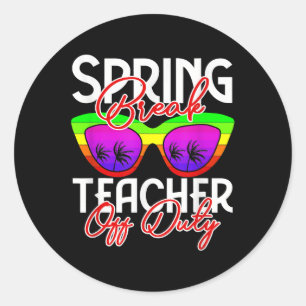 Sticker Rond Équipe des congés de printemps Rétro Enseignant de