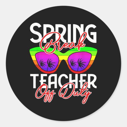 Sticker Rond Équipe des congés de printemps Rétro Enseignant de (Devant)