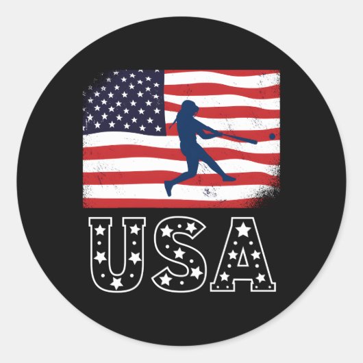Sticker Rond Équipe des États-Unis de softball 4 juillet Softba (Devant)