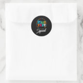 Sticker Rond Équipe d'essai Élémentaire Enseignant Test Jour Id (Sac)