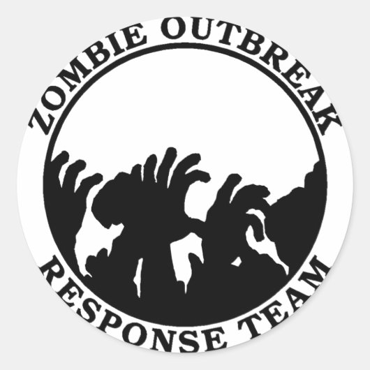 Sticker Rond Équipe d'intervention en cas d'éclosion de zombie  (Devant)