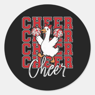 Sticker Rond Équipe d'oie de cheer drôle Rouge Coquette Bow Spo