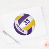 Sticker Rond équipe d'or violet couleurs garçons filles volley- (Enveloppe)