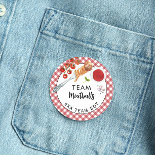 Sticker Rond Équipe drôle de boulettes de viande Fête de révéla