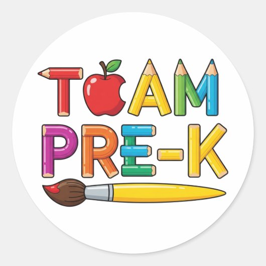Sticker Rond Équipe École Colorée Pré-Maternelle (Devant)