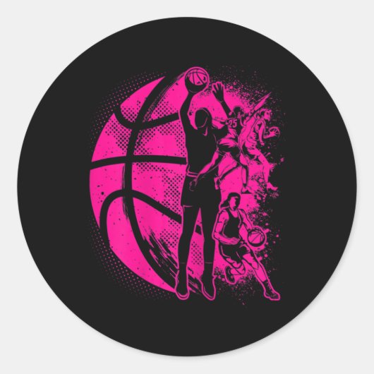 Sticker Rond Équipe féminine de basket-ball féminin (Devant)