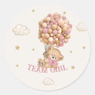Sticker Rond Équipe fille ballons ours jeu