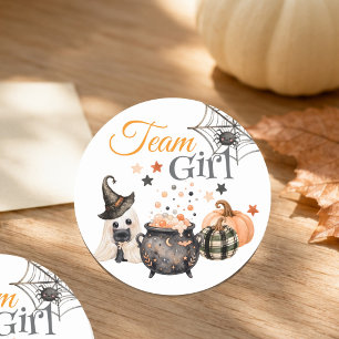 Sticker Rond Équipe Fille Fantôme Douce Halloween Révélation du