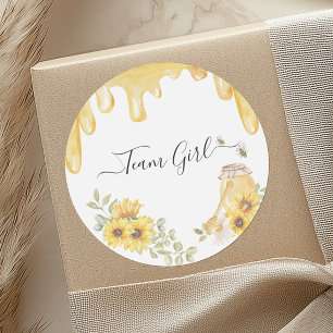 Sticker Rond Équipe Fille Révélation du Sexe Abeille Miel Tourn