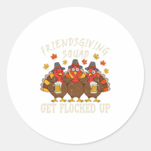 Sticker Rond Équipe Friendsgiving Dinde Thanksgiving Amis Dr
